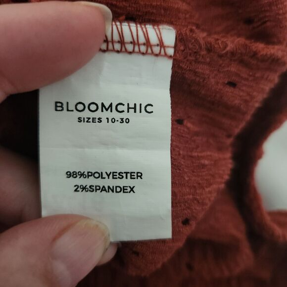 Woman's Blouse 14/16 Lantern Sleeves Rust Fall Flowy Plus Size - Picture 10 of 10